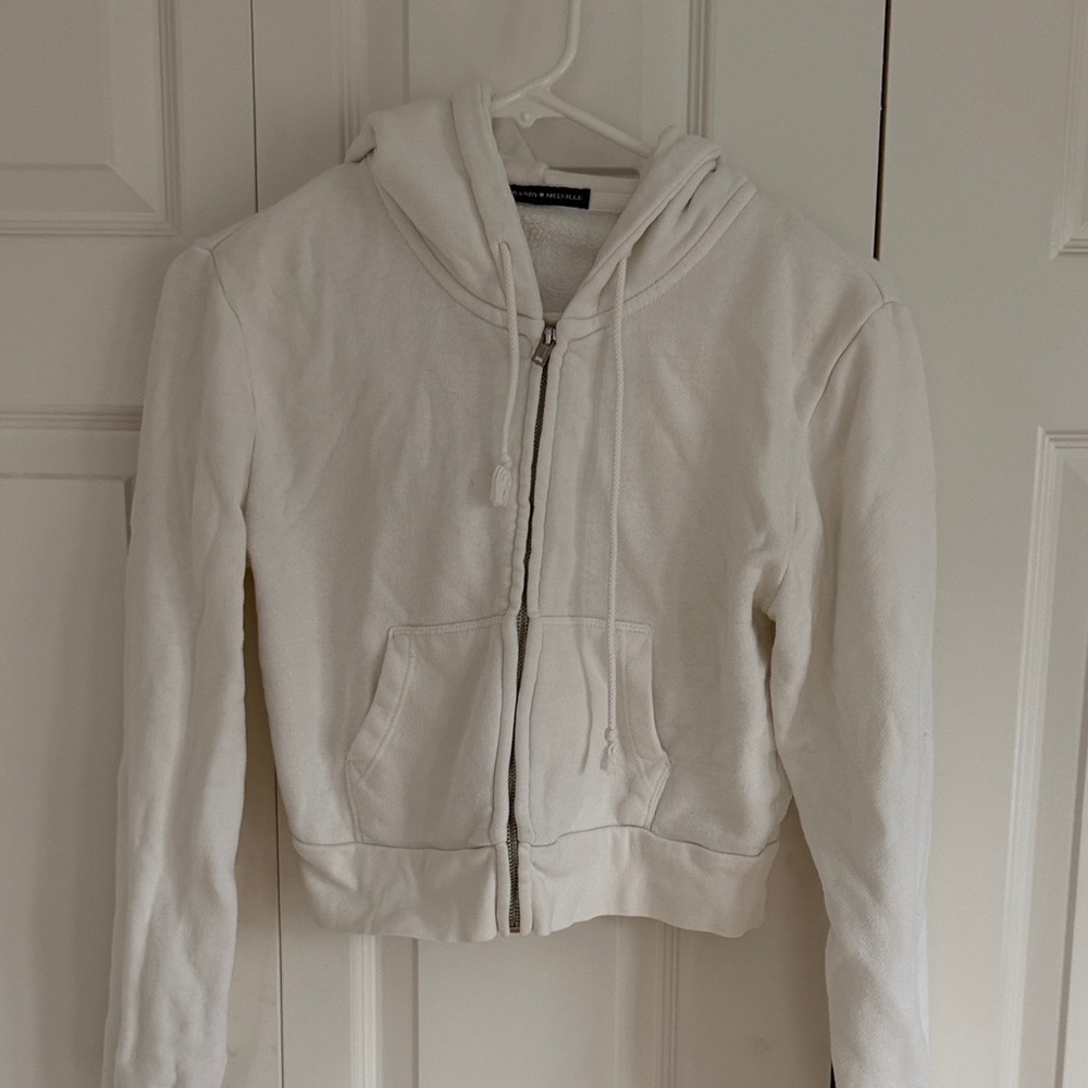 Brandy Melville Cream Zip-Up Hoodie